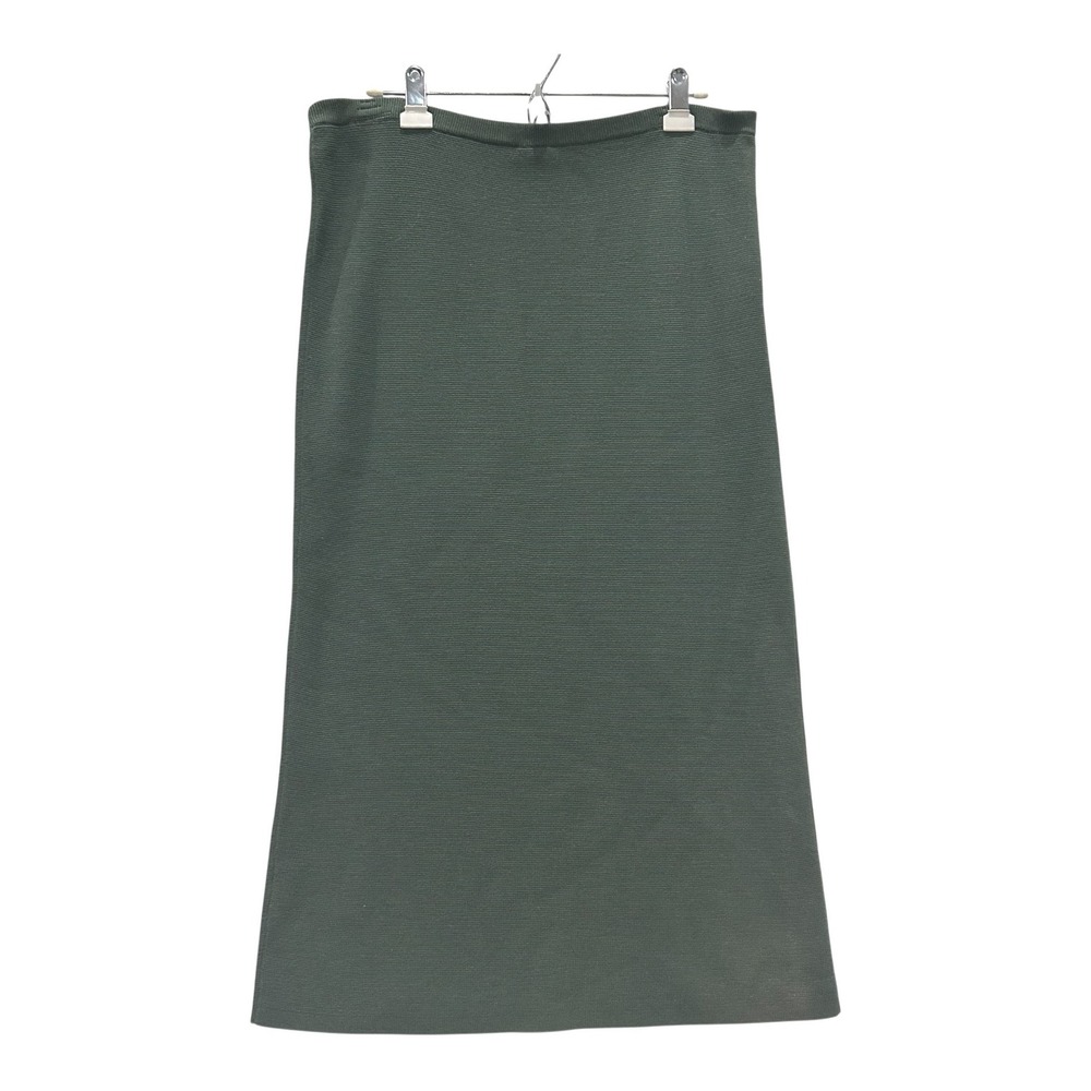 Eileen Fisher Skirt Women's L Dark Green Silk Cotton Knit Midi Pull On